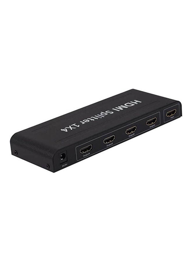ELTRAZONE HDMI-A Splitter 1 Input to 4 Outputs with Gold-Plated Connectors – HDMI 1.4 Version, Full HD 1080p Signal Distribution, Durable Metal Box in Black, Supports Multiple Displays for TVs, Monitors, Projectors, Gaming Consoles, Plug & Play Setup  - Image 1