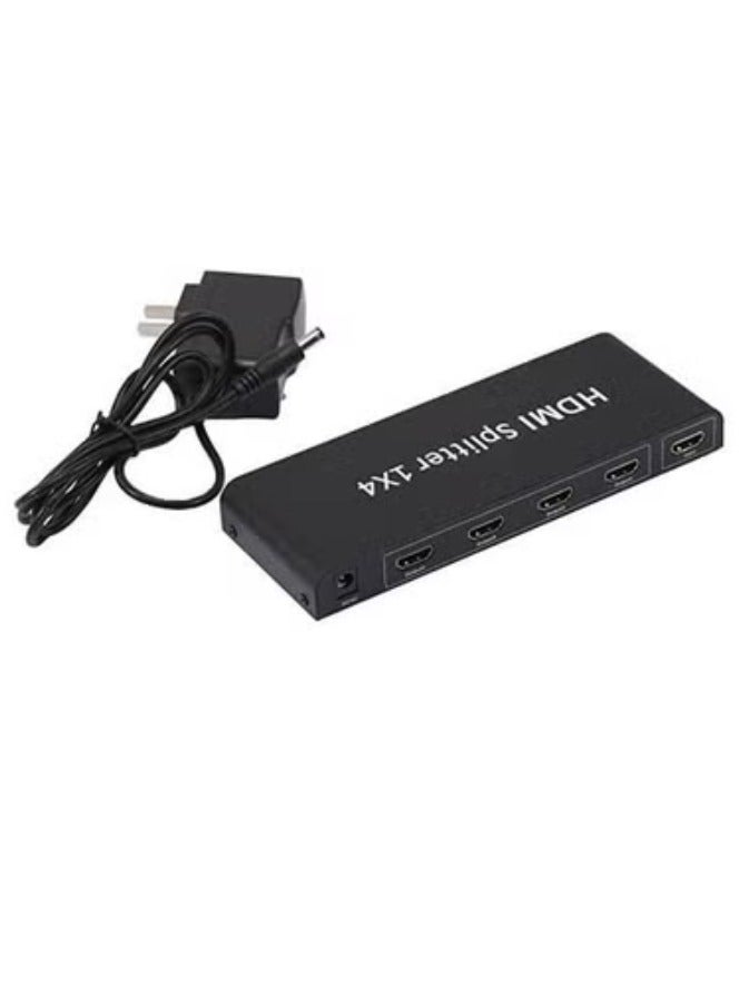 ELTRAZONE HDMI-A Splitter 1 Input to 4 Outputs with Gold-Plated Connectors – HDMI 1.4 Version, Full HD 1080p Signal Distribution, Durable Metal Box in Black, Supports Multiple Displays for TVs, Monitors, Projectors, Gaming Consoles, Plug & Play Setup  - Image 3