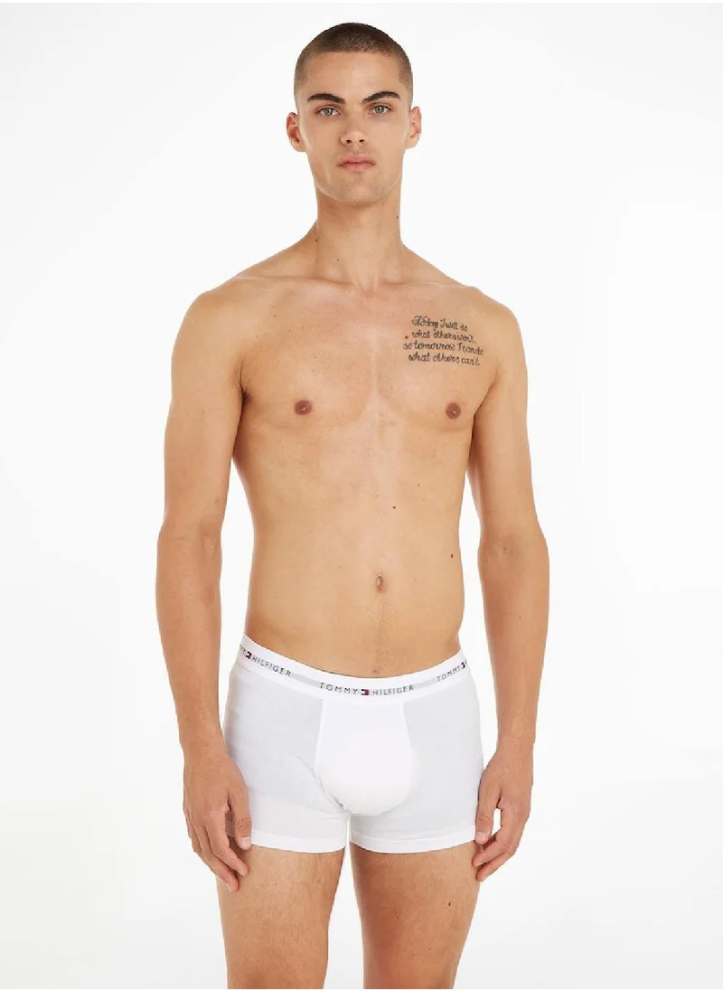 TOMMY HILFIGER Men's 3-Pack Signature Essential Logo Waistband Trunks Underwear Bottoms, Grey/ Black/ White
