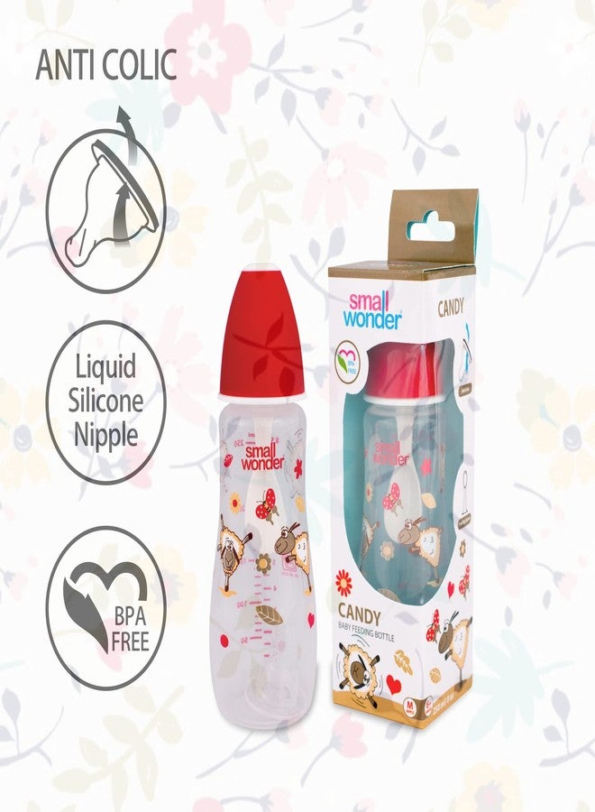 Small Wonder Baby Feeding Bottle Slim Neck Candy 250 ml Pack of 2, Animal & Birds Print, with Anti Colic Nipple with Feeding Spoon, New Born/Infants/Toddler Upto 3 Years, BPA Free, Red Colour - Image 5