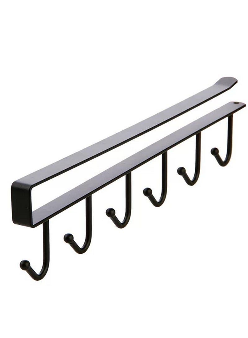 Generic 2Pcs 6 Hooks Cup Holder Under Shelf Storage Rack Organizer Iron Multifunction Kitchenware Storage for Cabinet Pantry Wardrobe Cupboard Expand Space Drying Mugs  - Image 3