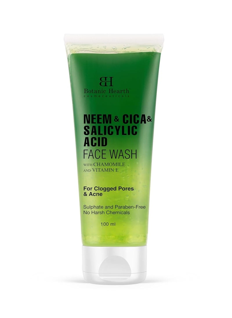 Botanic Hearth - Botanic Hearth Neem Cica and Salicylic Acid Face Wash Anti Acne Face Wash with Vitamin E and Chamomile Removes excess oil and Clogged Pores For Women and Men Sulphate and Paraben Free 100ml - Image 1