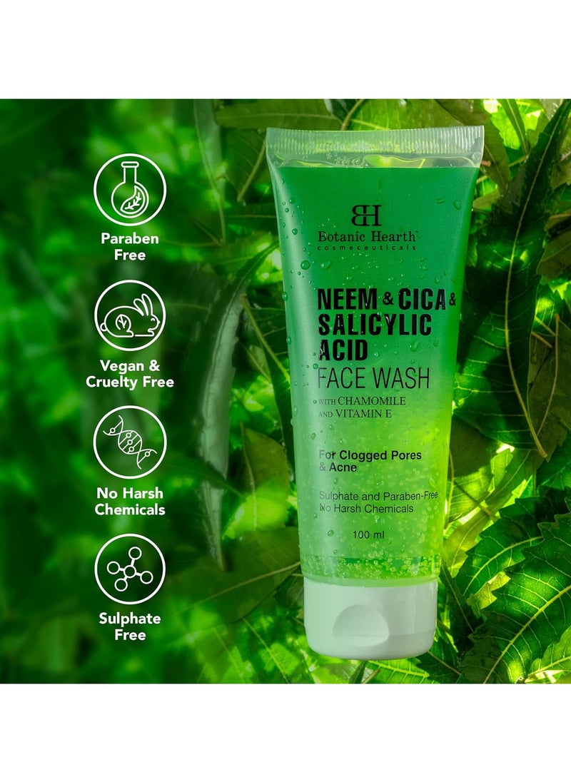 Botanic Hearth - Botanic Hearth Neem Cica and Salicylic Acid Face Wash Anti Acne Face Wash with Vitamin E and Chamomile Removes excess oil and Clogged Pores For Women and Men Sulphate and Paraben Free 100ml - Image 1
