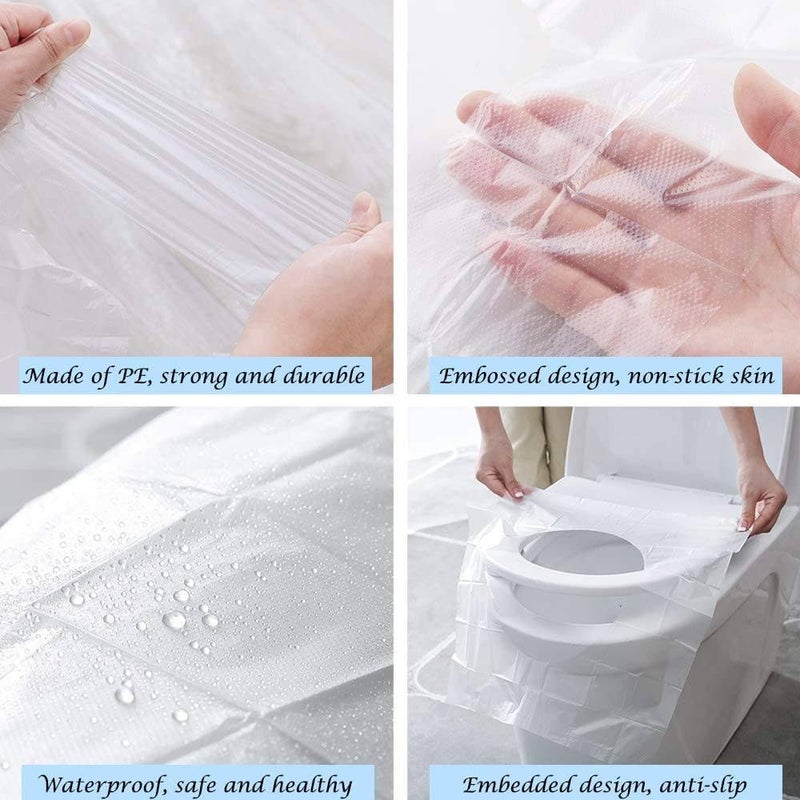 TERXA Use & Throw Plastic Toilet Seat Cover | No Direct Contact With Unhygienic Seat | Protects From Germs | Waterproof Travel Accessories For Public Restrooms/Camping (Pack of 50 PCs) - Image 1