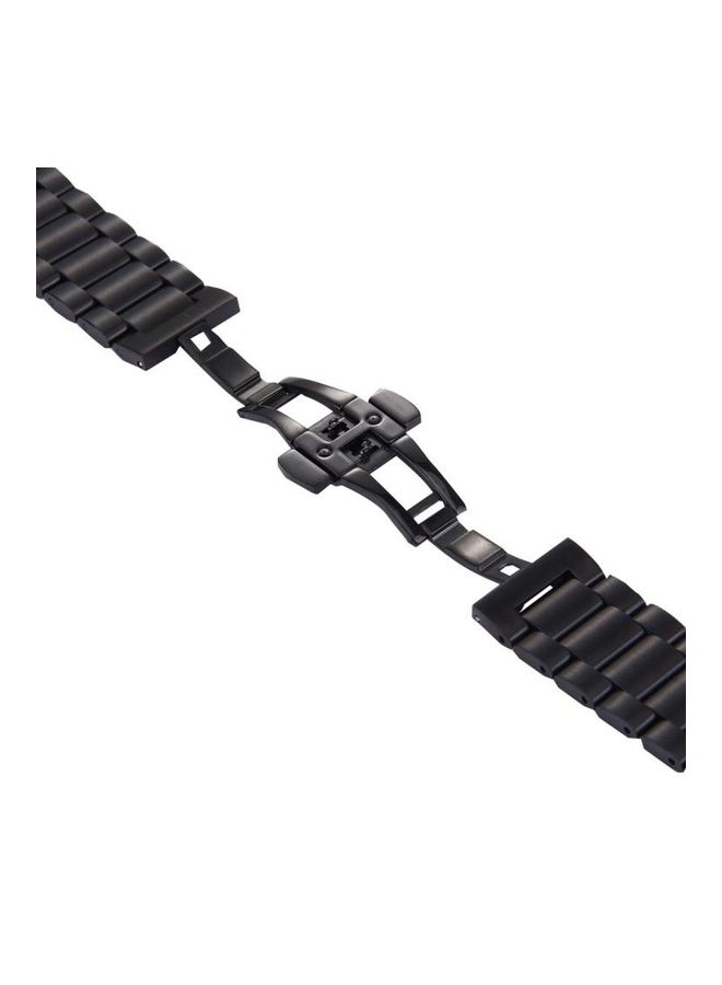 Hidden erfly Buckle 3 Beads Stainless Steel Watchband For Huawei Smart Watch Black - Image 4