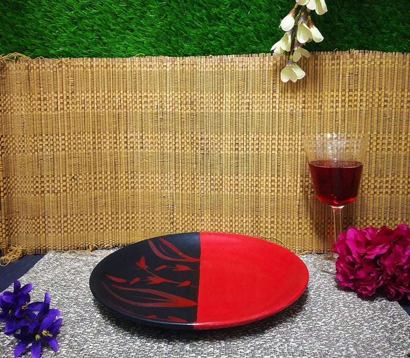 Caffeine Ceramic Handmade Red & Black Combo Dinner Set (3 pcs.) - Image 2