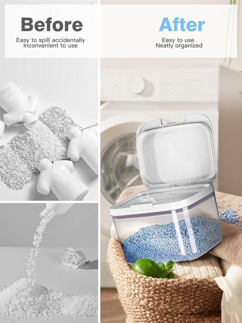 Laundry Detergent Dispenser with One-Press Lid, Clear PET Laundry Powder Container with Measuring Cup, Holds 5.5L/12Lbs/200oz (270 Pods) – Perfect for Laundry Room Organization - Image 3