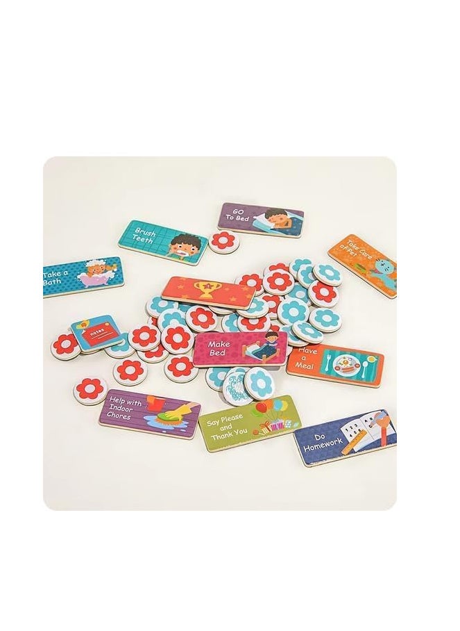 Magnetic Responsibility Chart for Children, 44 x 30 cm, Dry Erase Surface, Reusable Reward System