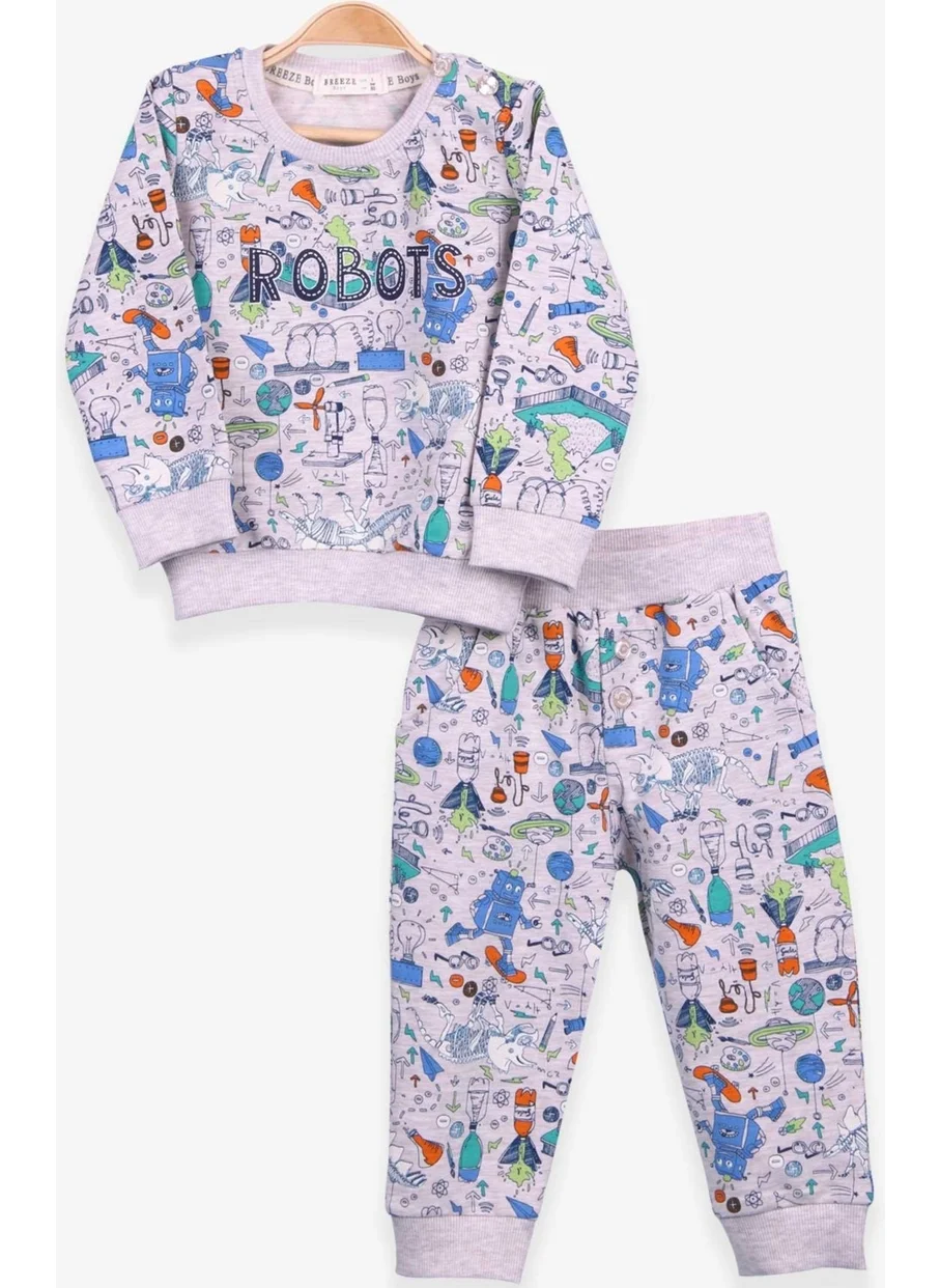 بريز Baby Boy Tracksuit Set Printed Patterned Beige (6 Months-2 Years)
