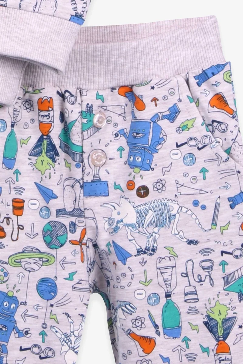 بريز Baby Boy Tracksuit Set Printed Patterned Beige (6 Months-2 Years)