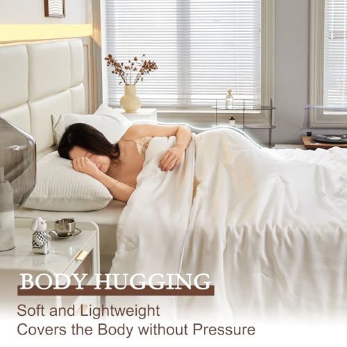 YOUR MOON Luxurious Summer/Spring Lightweight Mulberry Silk Comforter Queen Size,100% Natural Long Strand Silk Fill Duvet, Luxury Bedding, Cooling Rayon Derived from Bamboo Shell (White) - Image 4