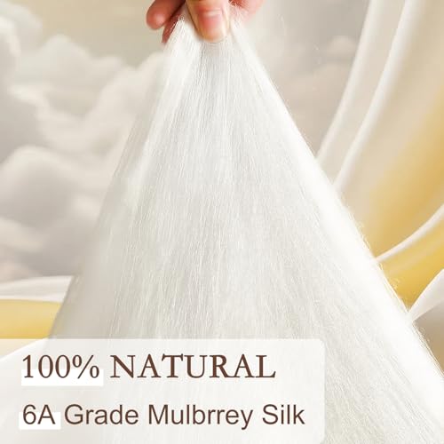 YOUR MOON Luxurious Summer/Spring Lightweight Mulberry Silk Comforter Queen Size,100% Natural Long Strand Silk Fill Duvet, Luxury Bedding, Cooling Rayon Derived from Bamboo Shell (White) - Image 3