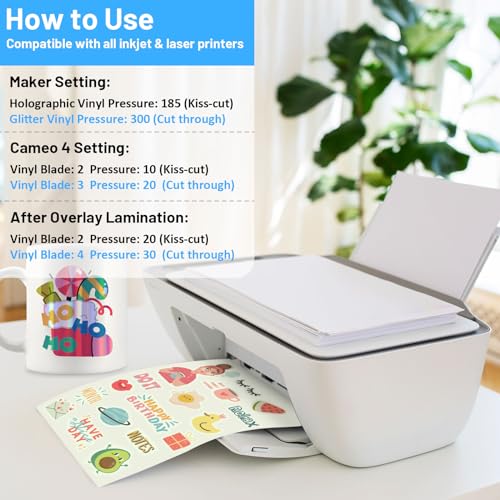 TECKWRAP Printable Vinyl Sticker Paper for Inkjet Printer, Glow in the Dark Vinyl Inkjet Printable Sticker Paper, 8.26" x 11.69" A4 Size for Scrap-booking, Craft Cutters, Home Decor, 14 Sheets/Pack - Image 3