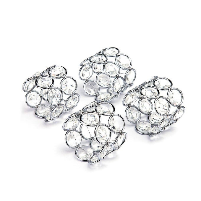SET OF 4PCS SILVER CRYSTAL NAPKIN RINGS HANDCRAFT SPARKLY NAPKIN RINGS NAPKIN HOLDERS FOR WEDDING CENTERPIECES SPECIAL OCCASIONS CELEBRATION FESTIVAL DECORATION EASTER