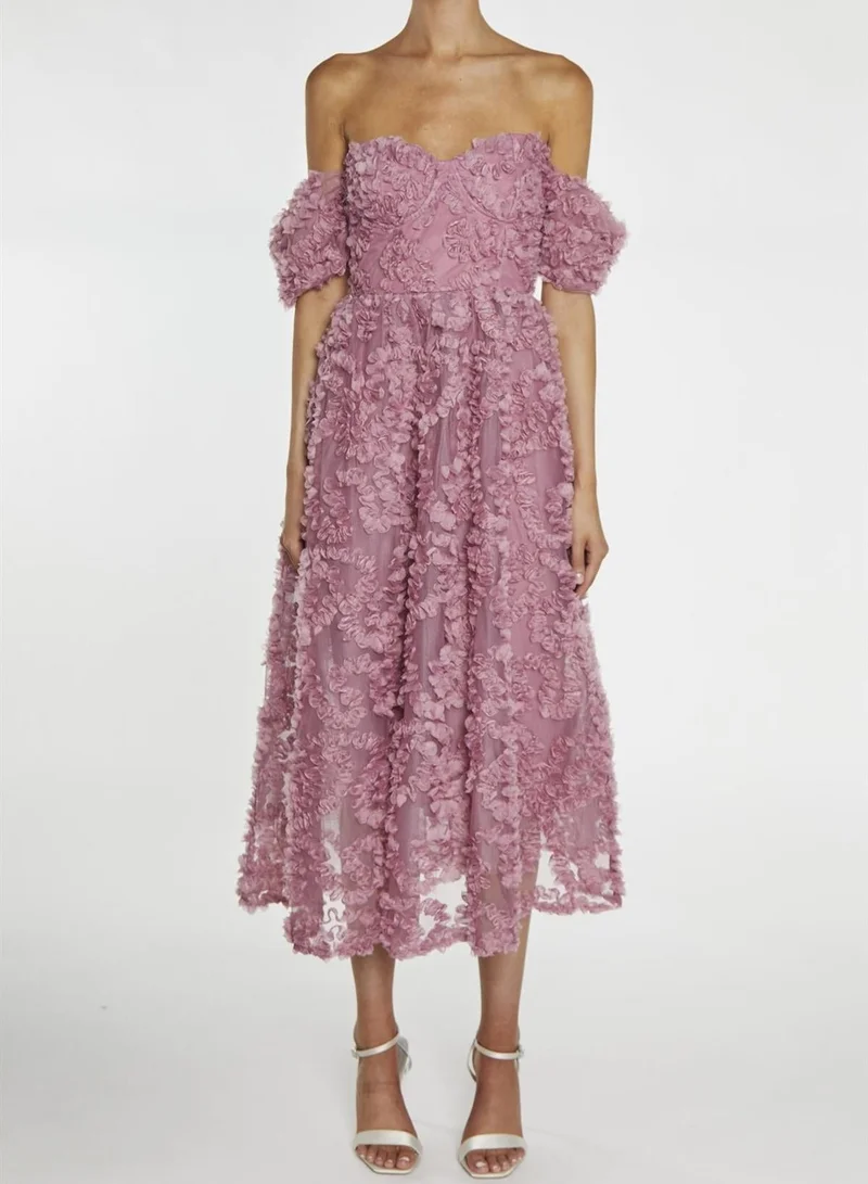 ترو ديكادينس Amelia Dusty Rose Bardot Bust Cup Midi Dress