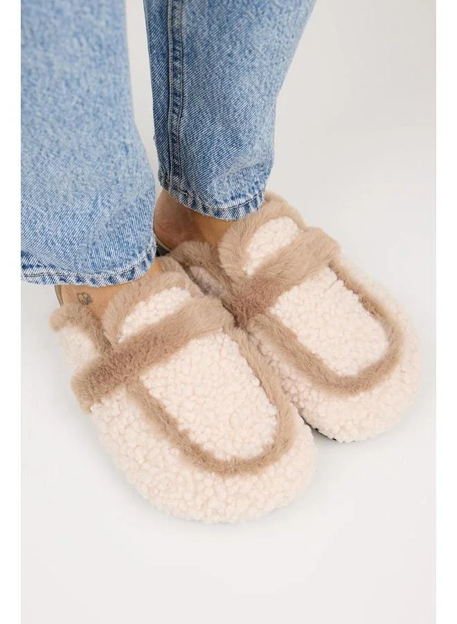Manijero  Pelini Women's Teddy Flat Slippers Beige for Women | Best Price UAE