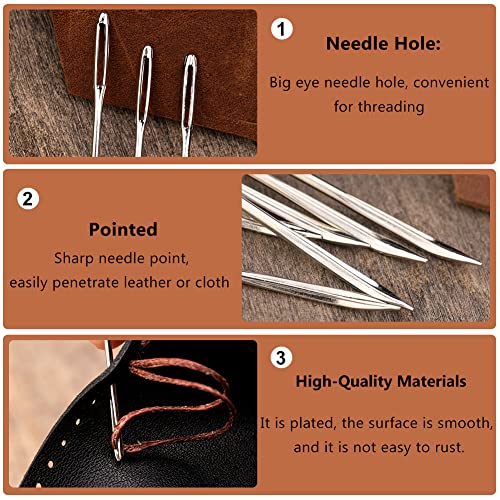 Veroave 20 Pcs Leather Sewing Needles,Heavy Duty Sewing Needles Kit Include Curved Leather Needle,Sack Needle,Hand Sewing Needle,Leather Needles for Upholstery,Leather Craft,Carpet Canvas Repair - Image 4