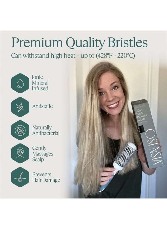 Osensia Round Brush for Blow Drying - Medium Ceramic Ionic Thermal Barrel Brush for Sleek, Precise Heat Styling and Blowout Volume - Lightweight Round Hair Brush for Smooth, Manageable Hair (1.7 Inch) (Not El - Image 4