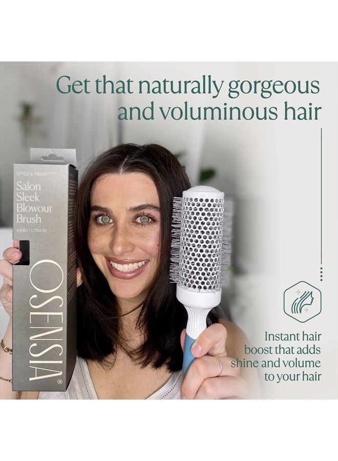 Osensia Round Brush for Blow Drying - Medium Ceramic Ionic Thermal Barrel Brush for Sleek, Precise Heat Styling and Blowout Volume - Lightweight Round Hair Brush for Smooth, Manageable Hair (1.7 Inch) (Not El - Image 3