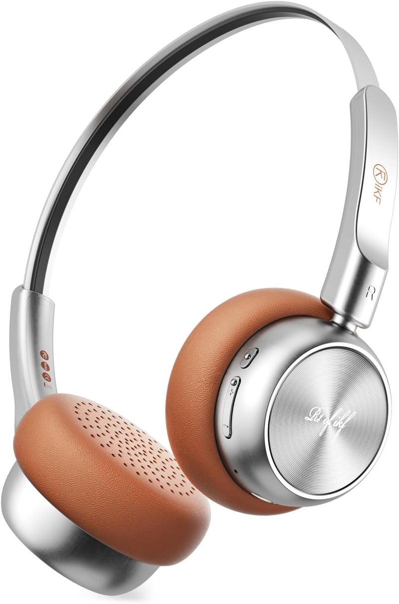iKF R1 Wireless Bluetooth Headphones, Retro Classic Lightweight Headset, Builti-in Mic, 60H Playback, Dual Device Connectivity, Low Latency, App Customization,Throwback 80s 90s,OOTD, Brown - Image 1