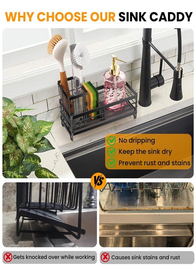 ARTLEO Kitchen Sink Caddy with Water Absorbent Diatomite Stone Sink Tray, Fast Drying Sink Organizer with High Dish Brush Holder Sponge Holder for Kitchen Sink, Stainless Steel - Image 3