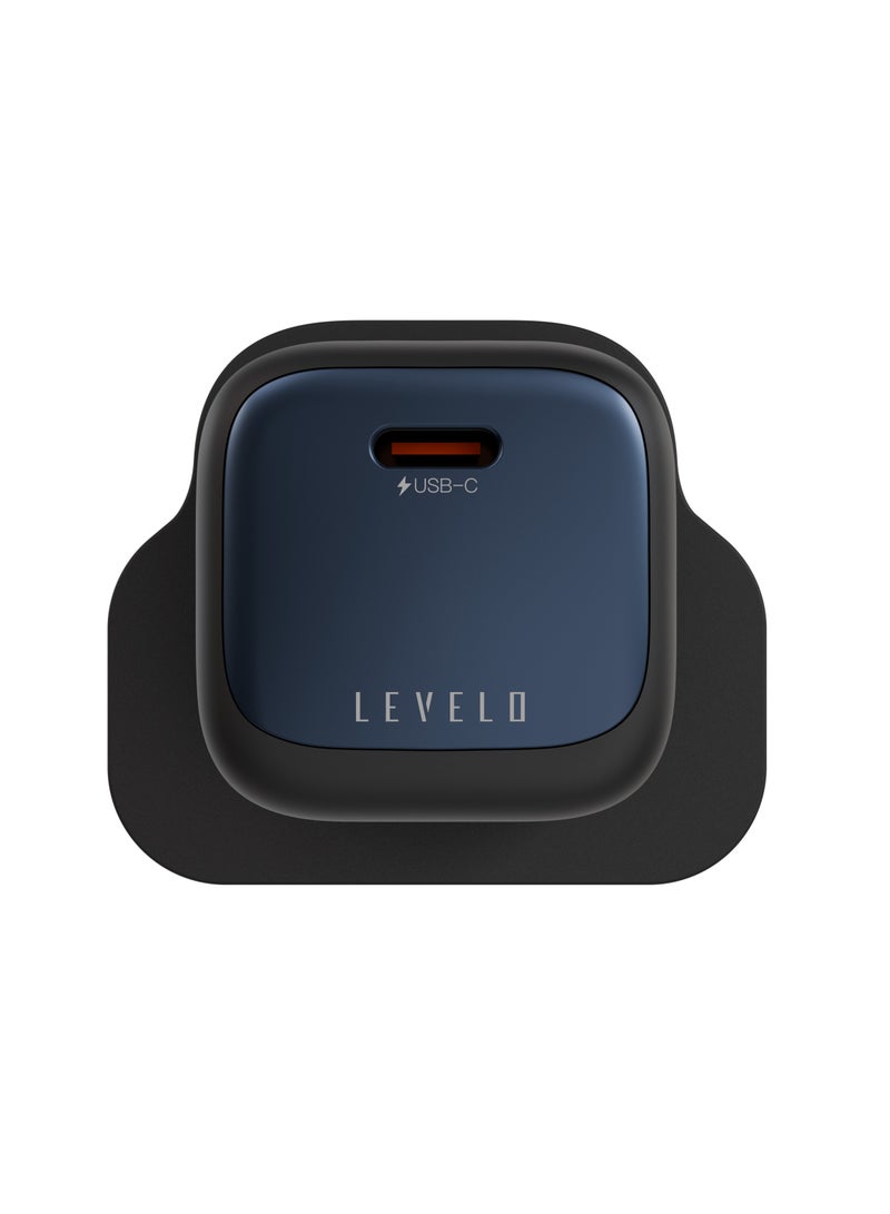 LEVELO Vero GaN Single Port Adapter PD 20W With Type-C to Lightning Cable / GaN Wall Charger / Fast Charging / Cable Included / Type-C Port - Black/Blue - Image 5