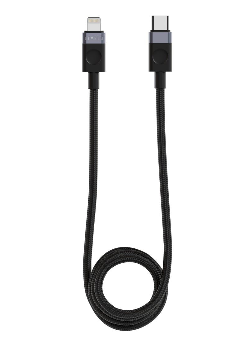 LEVELO Vero GaN Single Port Adapter PD 20W With Type-C to Lightning Cable / GaN Wall Charger / Fast Charging / Cable Included / Type-C Port - Black/Blue - Image 2