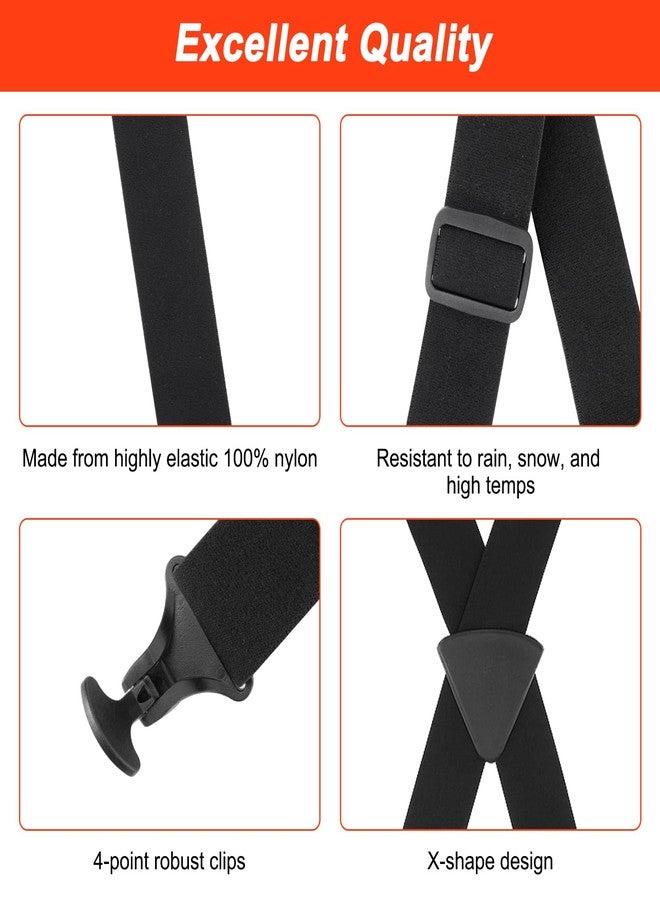 Vilapow Ski Pant Suspenders For Men & Women 1.5-Inch Wide Ski Suspenders Men Black Elastic Adjustable Mens Suspender Heavy Duty Clips Men's Classic X-Back Suspender - Image 5