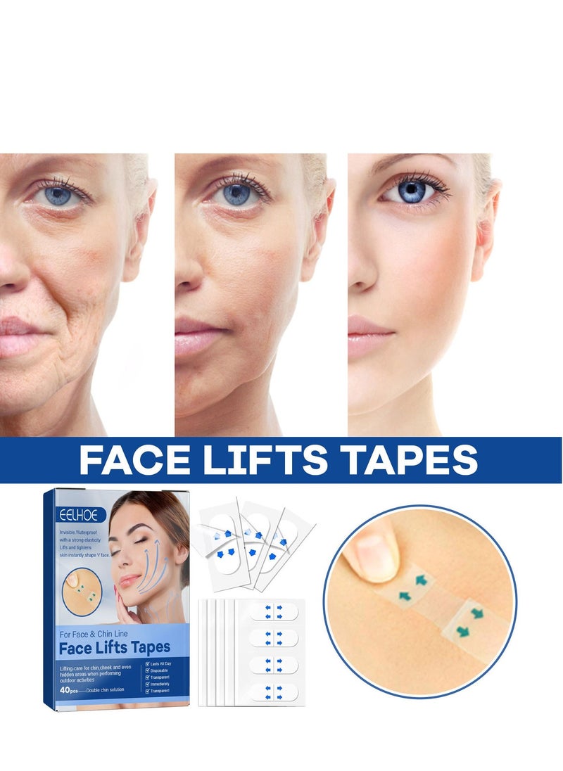 EELHOE - Face Lift Sticker 40 Pcs V-line Face Lift Tapes Face and Neck Lifting Patch for Firming V Face Preventing Sagging Lightening Lines - Image 1