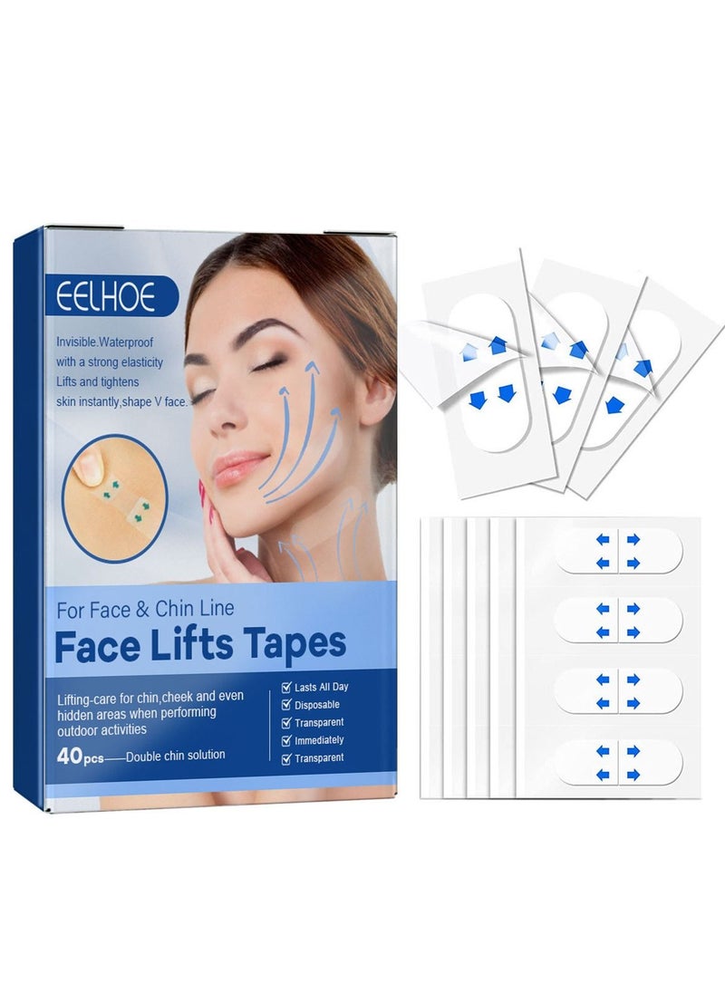 EELHOE - Face Lift Sticker 40 Pcs V-line Face Lift Tapes Face and Neck Lifting Patch for Firming V Face Preventing Sagging Lightening Lines - Image 1