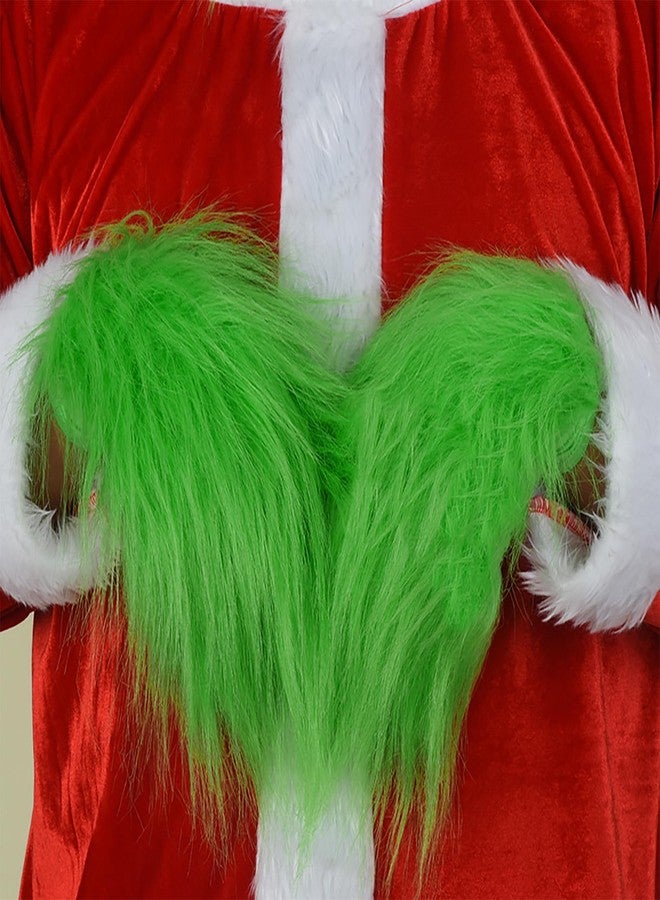 Bnikion 2 Pair Green Moster Gloves Halloween Cosplay Costume Accessories for Adult Christmas Cosplay Gloves Santa Furry Hand Gloves Xmas - Image 3