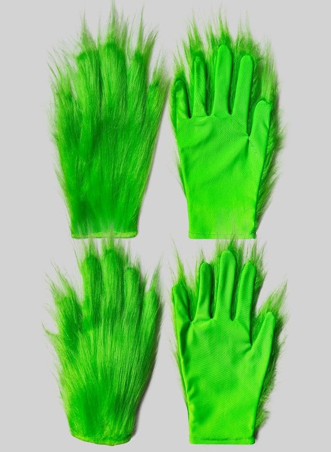 Bnikion 2 Pair Green Moster Gloves Halloween Cosplay Costume Accessories for Adult Christmas Cosplay Gloves Santa Furry Hand Gloves Xmas - Image 5
