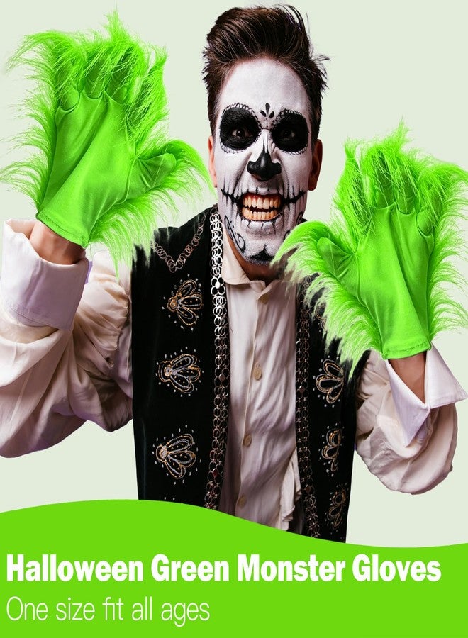 Bnikion 2 Pair Green Moster Gloves Halloween Cosplay Costume Accessories for Adult Christmas Cosplay Gloves Santa Furry Hand Gloves Xmas - Image 4