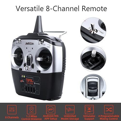 Radiolink T8FB 8 Channels 2.4GHz RC Remote Transmitter and R8EF Receiver APP Parameter Setup Dual Stick Controller for RC Airplane Aircraft Boat Car and More(Mode 2) - Image 3