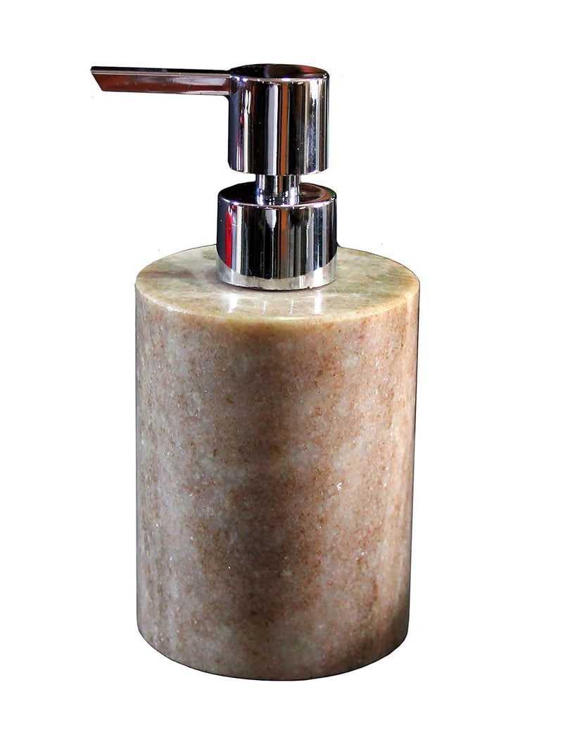 KLEO Soap Dispenser Lotion Dispenser Made of Natural Stone Luxury Bathroom Accessories Bath Set Brownish - Image 1