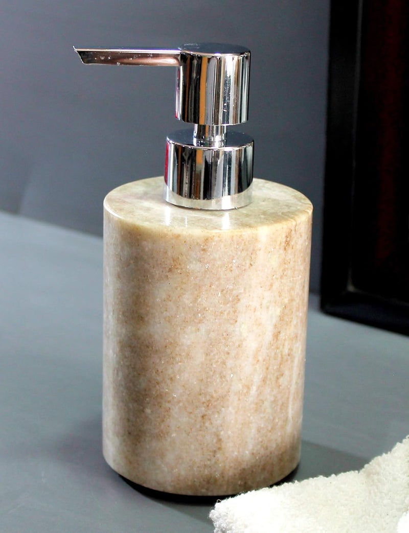 KLEO Soap Dispenser Lotion Dispenser Made of Natural Stone Luxury Bathroom Accessories Bath Set Brownish - Image 2