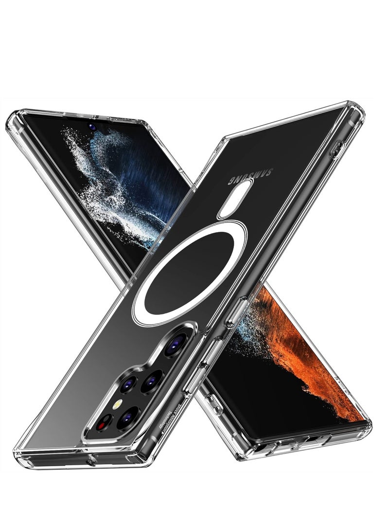 INFOSUN S22 Ultra Case Clear Cover for Samsung Galaxy S22 Ultra with Support Ma-g-safe Charger Charging Ultra Thin Shockproof and Transparent Non yellowing Case for S22 Ultra 6.8 Inch 2022 - Image 1