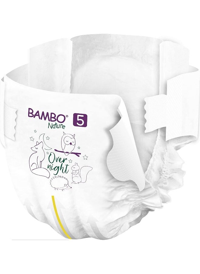 BAMBO NATURE Bambo Nature Overnight Nappies, Eco-Labelled Nappies, Enhanced Leakage Protection For Dry Night’s Sleep, Secure & Comfortable Overnight Baby Nappies, Ultra Absorption, Size 5 Nappies (12-18g), 22PK  - Image 4