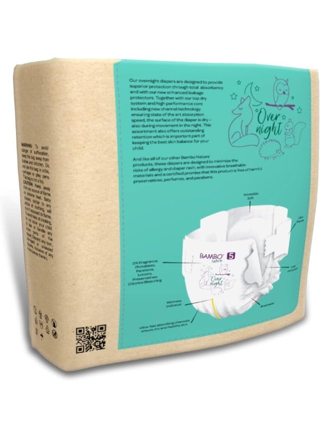BAMBO NATURE Bambo Nature Overnight Nappies, Eco-Labelled Nappies, Enhanced Leakage Protection For Dry Night’s Sleep, Secure & Comfortable Overnight Baby Nappies, Ultra Absorption, Size 5 Nappies (12-18g), 22PK  - Image 3