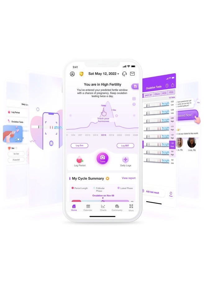 Easy@Home - شرائط اختبار الإباضة، 25 عبوة من اختبارات الخصوبة، مجموعة أدوات توقع الإباضة، مدعومة بتطبيق Premom Vovulation Predictor iOS وAndroid، 25 شريط LH - Image 1