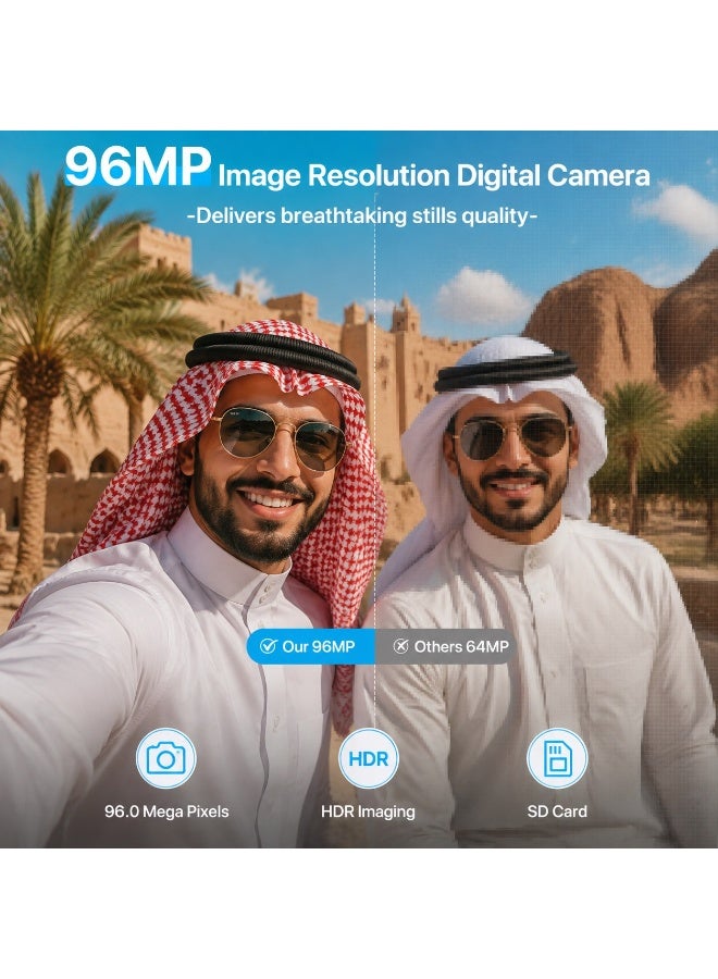 Xtra Edge 8K Digital Camera 2026 Upgrade | 96MP Sony CMOS Sensor | WiFi Vlogging Camera | Autofocus | 3.5" 180° Flip Screen | 20X Zoom | Anti-Shake | YouTube Video Camera | 128GB Card Included - Image 3