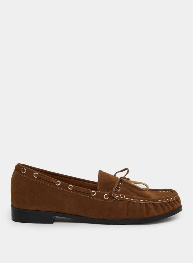 Styli Women Brown Suede Loafers