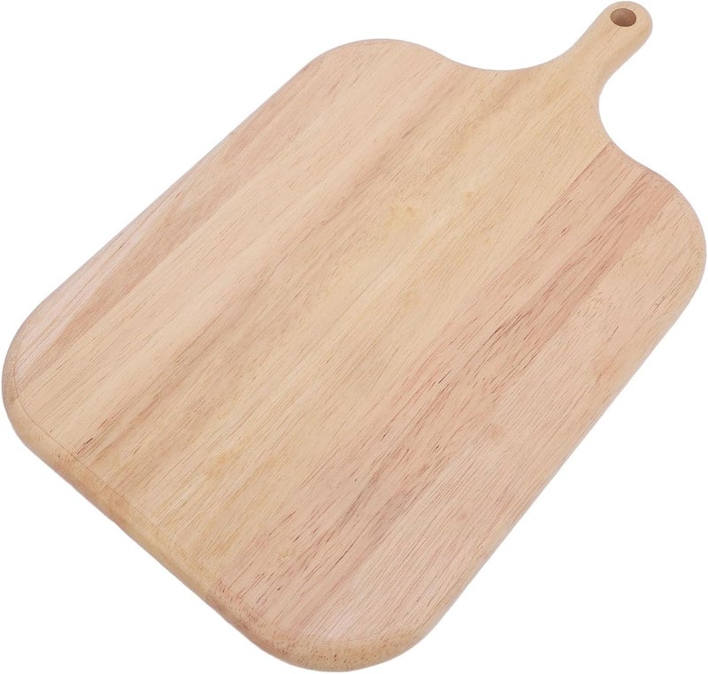 Wood Cutting Board with Handle, Chopping Board for Meat Cheese Bread Vegetables, Rubber Wood Charcuterie Serving Board for Kitchen Dining Outdoor Use (S) - Image 3
