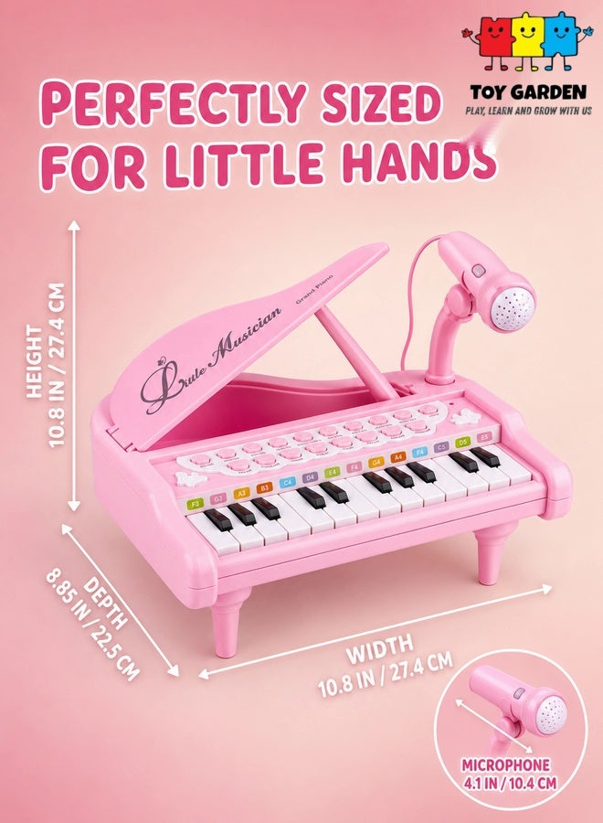 TOY GARDEN Toddler Piano Toy Keyboard Pink – 24-Key Multifunctional Toy Piano for Girls | Birthday Gift for 1-4 Year Old Kids - Image 4