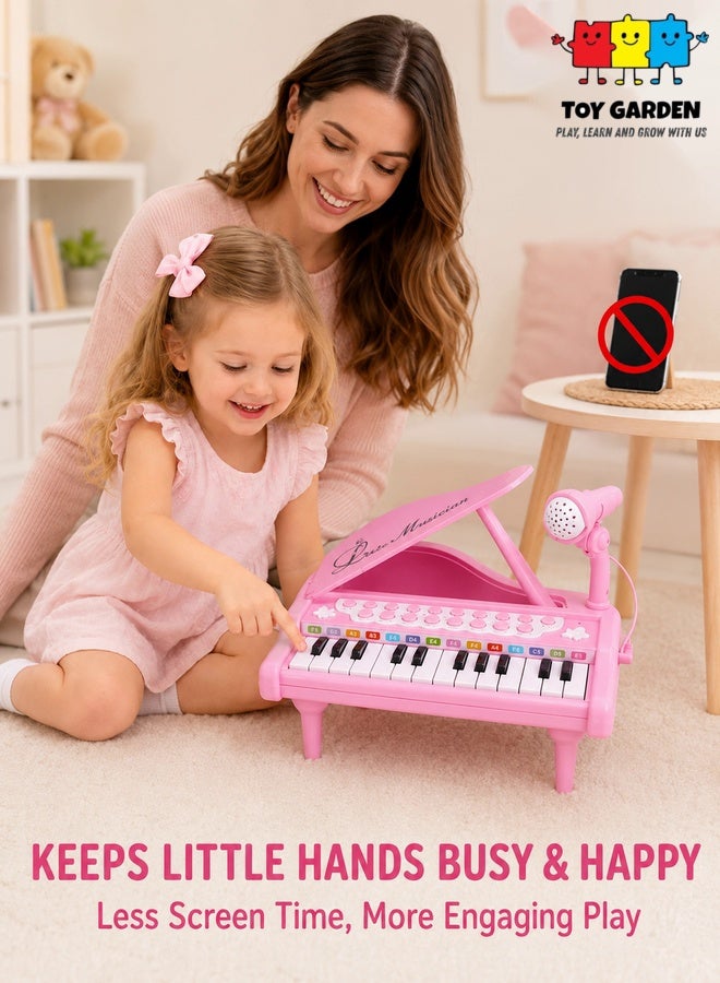TOY GARDEN Toddler Piano Toy Keyboard Pink – 24-Key Multifunctional Toy Piano for Girls | Birthday Gift for 1-4 Year Old Kids - Image 2
