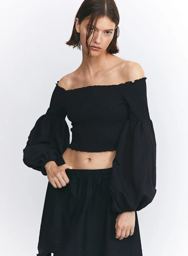 H&M Bardot Balloon Sleeve Top