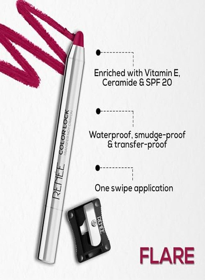 RENEE Colorlock Transfer Not Lip Crayon with Sharpener, SPF 20, Waterproof, Smudgeproof, Lightweight & Long Lasting, Intense Color Payoff with Ultra Matte Finish, Enriched with Vitamin E, Flare 3gm - Image 4