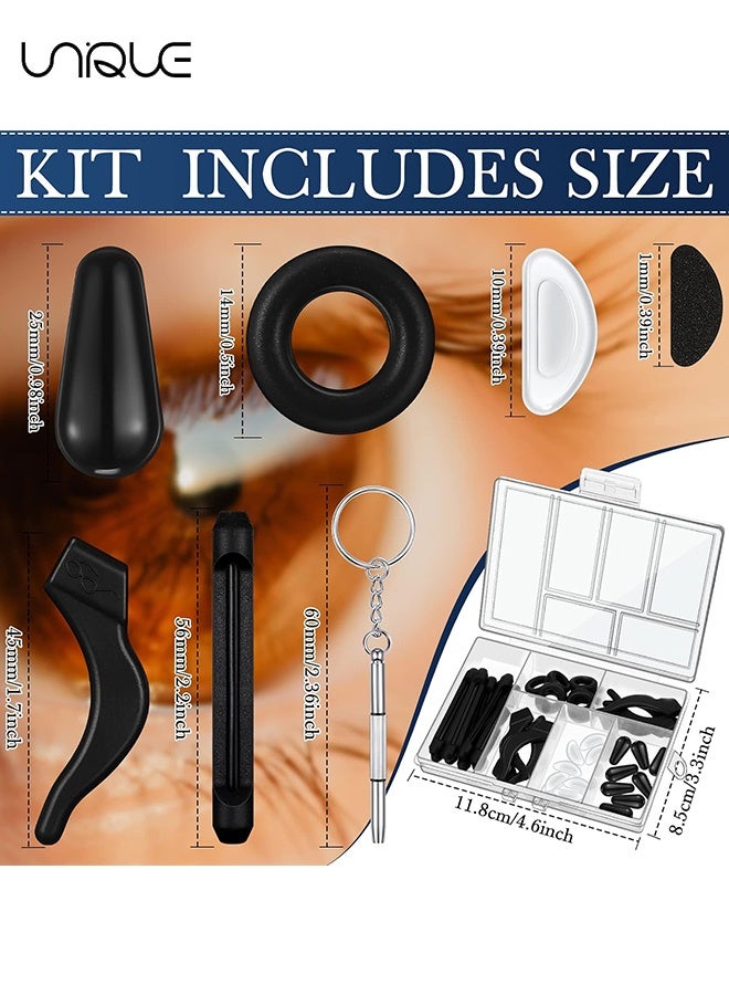 Unique 50 Pcs Eyeglasses Retainers Sets 12 Pairs Anti Slip Adhesive Glasses Nose Pads 4 Round Ear Grips 4 Silicone Ear Hooks Holders 4 Glasses Temple Tips Sleeve - Keep Glasses from Slipping Down Your Nose, Simple, Effective Helper for Kids, Adults, Sports, Study & Work - for Glasses Sunglasses (Multicolor) - Image 2