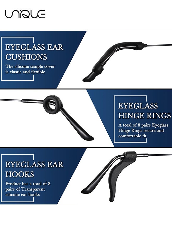 Unique 50 Pcs Eyeglasses Retainers Sets 12 Pairs Anti Slip Adhesive Glasses Nose Pads 4 Round Ear Grips 4 Silicone Ear Hooks Holders 4 Glasses Temple Tips Sleeve - Keep Glasses from Slipping Down Your Nose, Simple, Effective Helper for Kids, Adults, Sports, Study & Work - for Glasses Sunglasses (Multicolor) - Image 3
