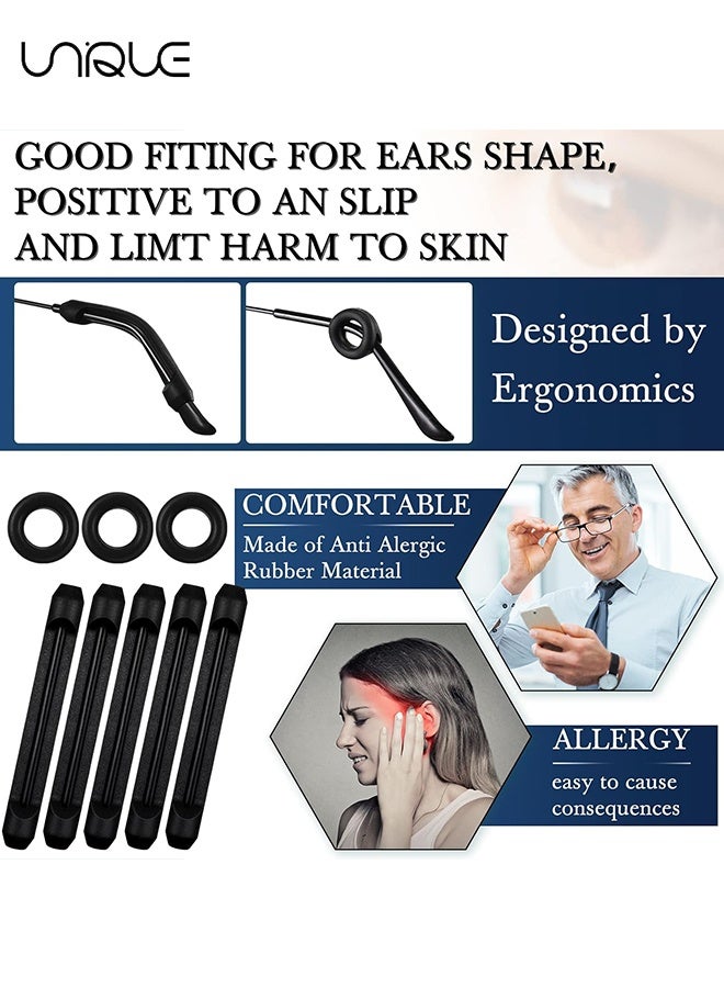 Unique 50 Pcs Eyeglasses Retainers Sets 12 Pairs Anti Slip Adhesive Glasses Nose Pads 4 Round Ear Grips 4 Silicone Ear Hooks Holders 4 Glasses Temple Tips Sleeve - Keep Glasses from Slipping Down Your Nose, Simple, Effective Helper for Kids, Adults, Sports, Study & Work - for Glasses Sunglasses (Multicolor) - Image 5